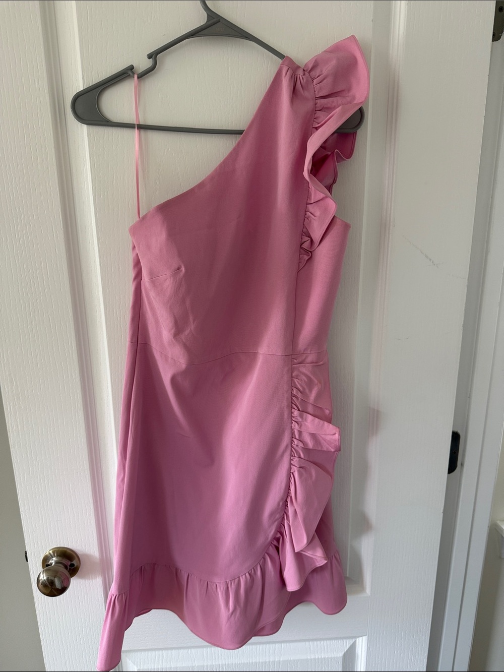 J.Crew Pink One Shoulder Ruffle Dress